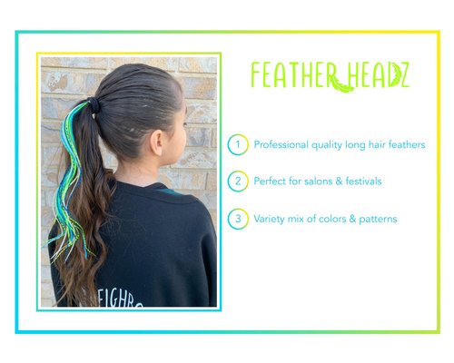 21 Neon Green & Turquoise Color Hair Extensions – 9”–14” Long – DIY Rooster Kit with 20 Micro-Link Beads – 100% Real Feathers – Eye-Catching Boho Style