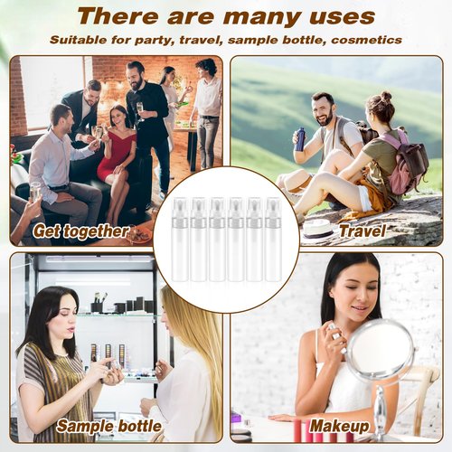 6 PCS 5ml Mini Spray Bottle Plastic Portable Travel Bottle Fine Mist Refillable Mini Perfume Sample Bottles Clear Plastic Spray Bottle Empty for Cleaning Travel Essential Oils