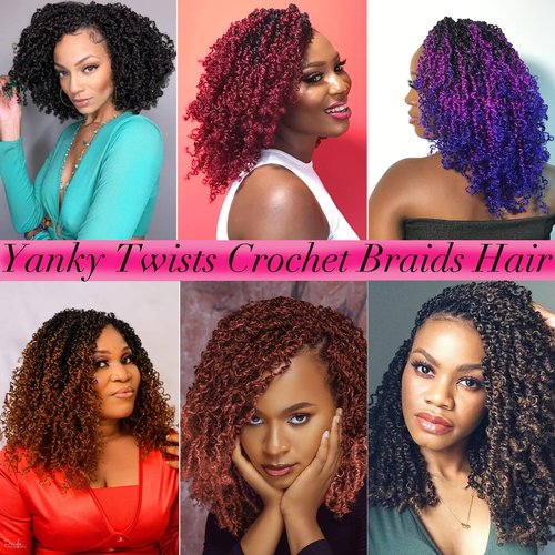 Unionbeauty 12 Inch Pre-Looped Yanky Twist Crochet Hair 8Packs Pre-Twisted Short Water Wave Passion Twist Crochet Braids Ombre Grey Micro Spring Twist Marlybob Synthetic Crochet Hair Extensions TGrey#