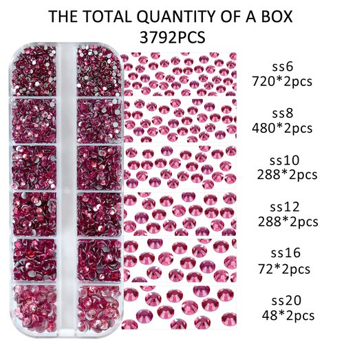 White and Rose Flatback Rhinestones for Nail Craft,Makeup,Gemstones Rhinestones with Tweezers and Picking Pen