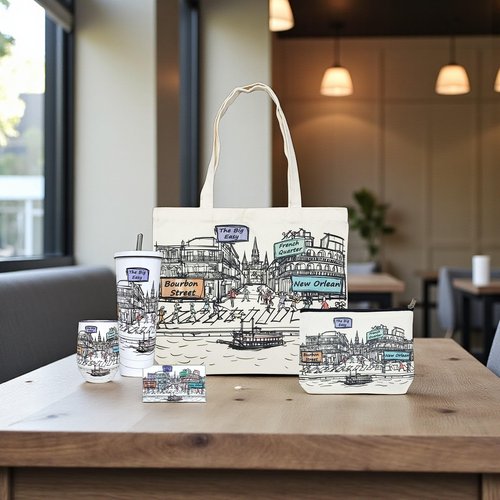 Beary Blu Cities Around the World Artwork Cosmetic Bag Series – Designed in USA, Travel Makeup Bag with Zipper, Souvenir Gift for Women, Artwork Organizer for Purse or Toiletry (New Orleans)