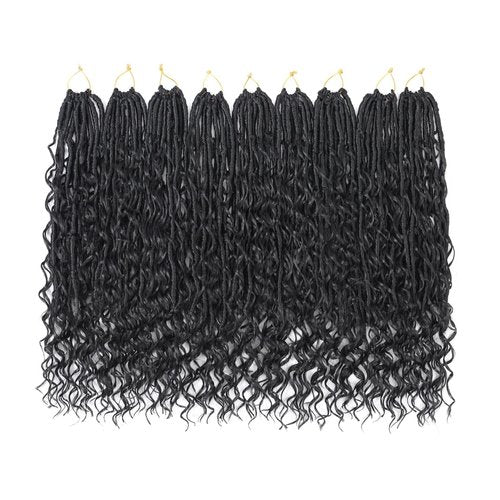 9 Packs Crochet Hair 24Inch Goddess Locs with Curly Ends Long Bohemian River Pre Looped Crochet Hair for Black Women(24inch,1B)