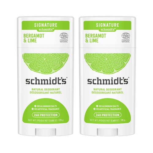 Schmidt's Aluminum Free Natural Deodorant 2 Pack - Bergamot & Lime and Clean Coconut Scents, 24 Hour Odor Protection, Cruelty Free