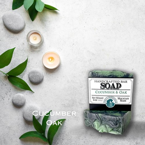 Emily's Homestead Natural Bar Soap, 3 Pack, Cucumber Oak with Exfoliation