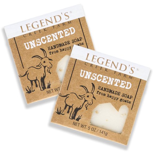 Legend's Creek Farm Goat Milk Soap - Cleansing Moisturizing Bar for Hands and Body - 5 Oz Creamy Lather, Nourishing, Gentle Natural Soap for Sensitive Skin, Handmade in USA (Unscented, Pack of 2)