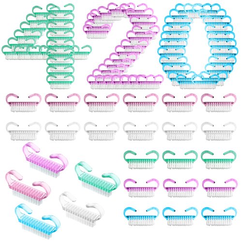 TANEMUDO 420 Pcs Handle Grip Nail Brush Bulk 5 Colors Nail Scrub Brush Pedicure Scrubbing Tool for Men and Women for Cleaner Nails and Toes