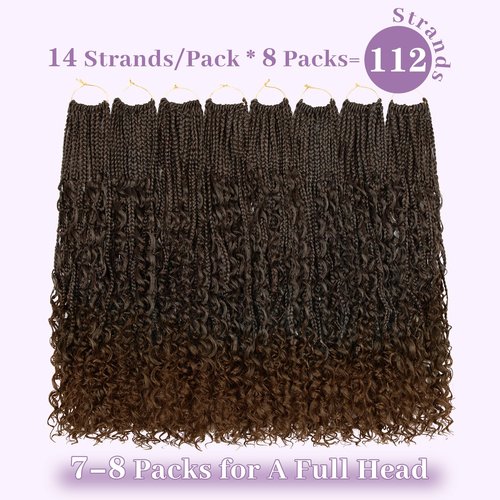Boho Box Braids Crochet Hair-24 Inch Boho Braids Crochet Hair Pre Looped, 8PK Boho Crochet Braids with Curly Ends Bohemian Crochet Braids for Black Women