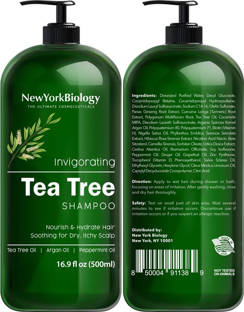New York Biology Tea Tree Body Wash with Tea Tree Shampoo and Conditioner Set – Helps Itchy Skin Conditions & Body Odor - Deep Cleanser – Relief for Dandruff and Itchy Scalp – 16.9 fl. Oz