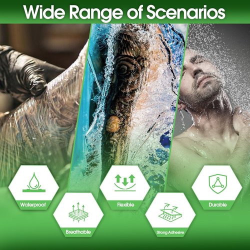 EZ Second Skin Tattoo Cover - Roll (6 inch X 10.9 Yard) Tattoo Aftercare Waterproof Bandage Adhesive Tattoo Skin Healing Wrap 2nd Skin Tattoo Protector for Skin Recovery Tattoo Supplies