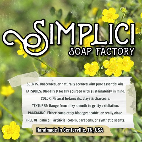 Simplici Eucalyptus Natural Soap (exfoliating + pure essential oils) 6 Bar Value Bag. Palm Free.