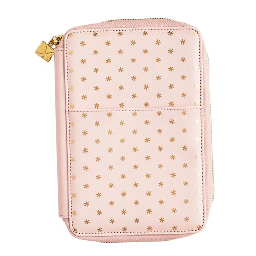 Erin Condren Premium Planny Pack, Blush Asterisks Vegan Leather Zip-Around Design, Multi-Purpose Zipper Case for Planning Supplies, School and Office Supplies, Makeup, Tech and More