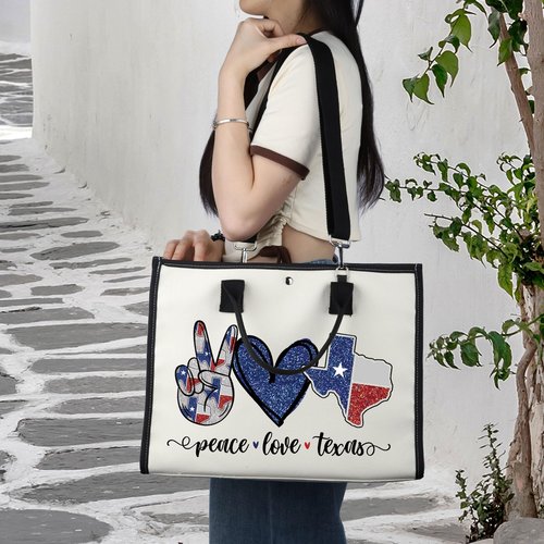 LEVLO Texas State Cosmetic Bag - Long Distance Relationships Gift, Peace Love Toiletry Bag, Moving Away Gift (Texas LT)