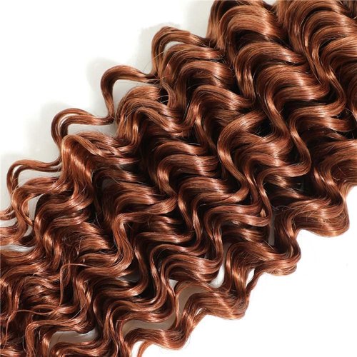 Cklikeb Human Hair Bundles T1B/30# Color Deep Wave Bundles Human Hair Unprocessed Brazilian Virgin 12 14 16 Inch 3 Bundles Quick Weave Human Hair Extensions (T1B/30 Deep Wave, 12 14 16)