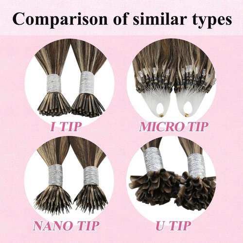 YoungSee Micro Hair Extensions Human Hair Brown Highlight Micro Ring Hair Extensions Dark Brown Highlight Blonde Micro Link Hair Extensions Human Hair Bead Hair Extensions Real Human Hair 18In 50s 50g