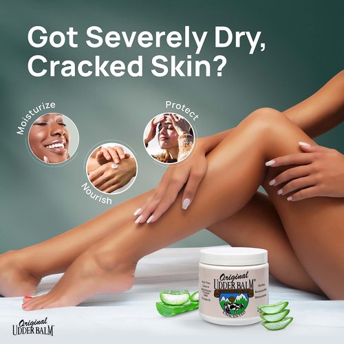 Original Udder Balm Unscented 16 Oz Jar & 3 Oz Tube Bundle - Hypoallergenic Formula, Dye-Free and Fragrance-Free, Body Moisturizing for Very Dry Skin