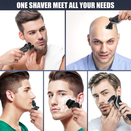 BestMal 5 in 1 Electric Shaver Razor for Men, Wet/Dry Waterproof Rechargeable With Nose Trimmer, Sideburns Hair Trimmer and Face Cleaning Brush