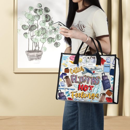 LEVLO Flight Attendant Cosmetic Make Up Bag Pilot Gift Catch The Flights Not Feelings Makeup Zipper Pouch Bag Airplane Traveler Gift (Flights Not LT)