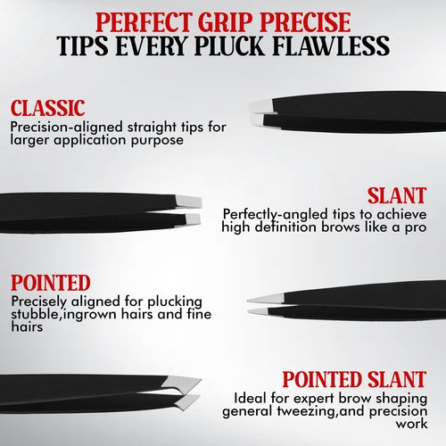 Gospel Eyelash Extensions Tweezers, Set of 4 - Stainless Steel Grip for Volume lash Extension -Tweezers for Multipurpose & Application