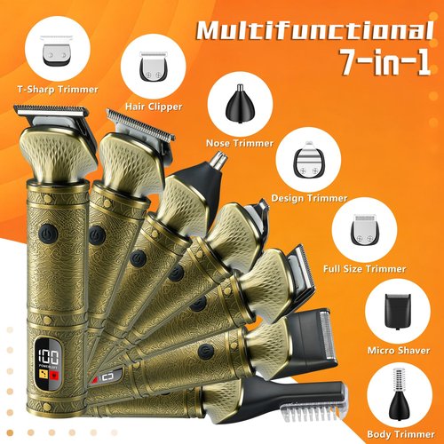 VNTGSHAVER Mens Cordless Hair Clippers, Barber Professional Clippers for Hair Cutting, Metal Body Electric Beard Trimmer for Men,Smart Charge Technology for Convenient at Home Haircutting