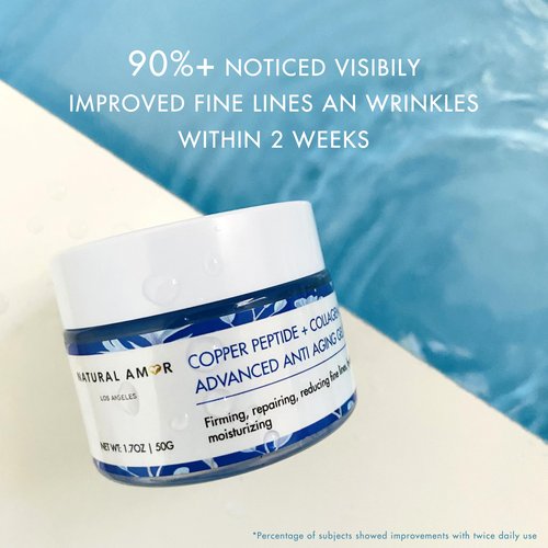 Natural Amor Copper Peptide Face Gel Moisturizer, Collagen Anti-Aging Facial Cream, Rapid Firming, Reduce Wrinkles 1.7 oz