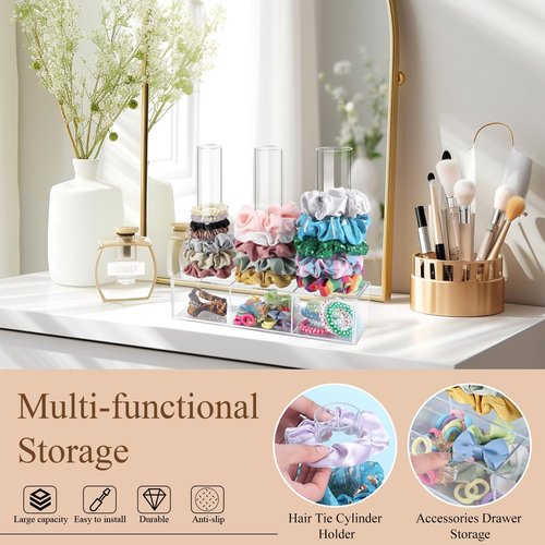 OAOLEER Scrunchie Holder Stand,Clear Jewelry Organizer for Teen Girl Women Gifts, Hair Scrunchies Display Organizer