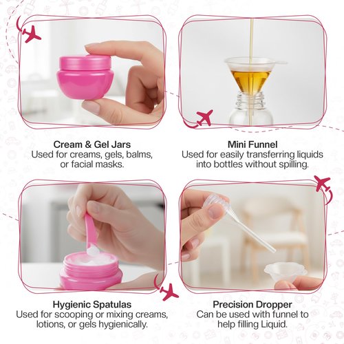 Glideon Travel Size Bottles for Toiletries 16 Pack 2oz TSA Approved Leak Proof Small Travel Bottles - Refillable Travel Size Containers for Shampoo, Lotion & Conditioner