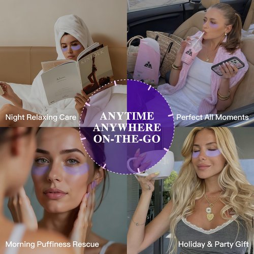 ICIKOL Collagen Under Eye Patches for Puffy Eyes and Dark Circles, Under Eye Mask for Radiance Boost with Blueberry, Hydrating Undereye Mask Patches for Treatment with Women Beauty (Purple, 24 Pairs)