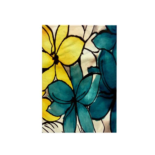 3D Rose Teal and Yellow Floral TWL_32104_1 Towel, 15" x 22"