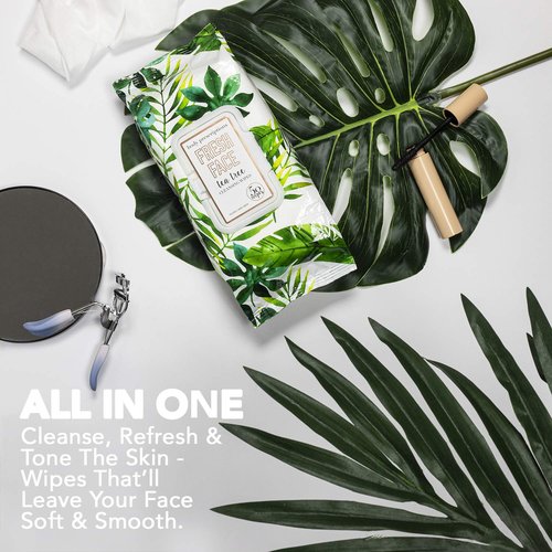 Body Prescriptions Tea Tree Facial Wipes, Moisturizing, Deep Cleansing Face Towelettes, Refreshing + Nourishing, Gentle Cleansing Cloths, 50 Count (Pack of 4), Fresh,Tea Tree