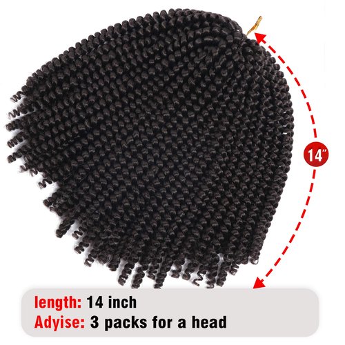 14 Inch Spring Twist Crochet Braids Hair for Butterfly Locs Bomb Twist Crochet Hair Beyond Beauty Ombre Colors Synthetic Fluffy Hair Extension 3 Packs 30 Strands 190g/Pack(14 Inch, #4)