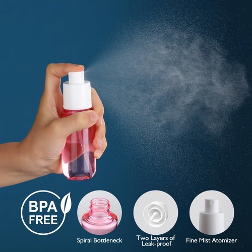 KREMORV Travel Spray Bottles 1.35oz/40ml Fine Mist Empty Spray Bottles Mini Refillable Plastic Travel Bottle Set for Traveling and Outgoing