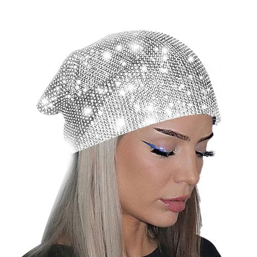 Eilova Orityle Sparkly Rhinestone Mesh Headband Crystal Head Scarf Kerchiefs Turban Party Nightclub Rave Edge Hair Bandana