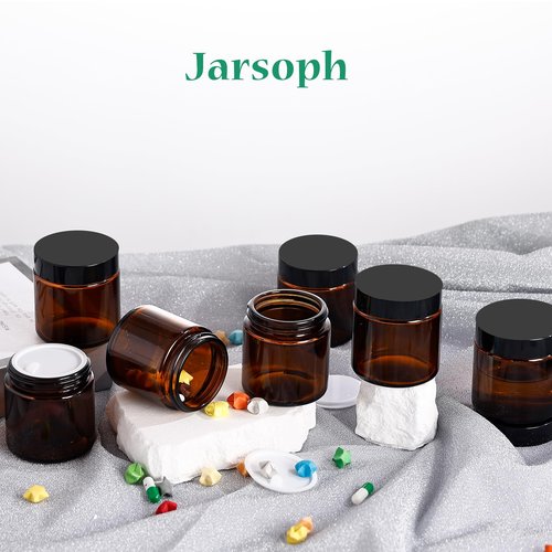 Jarsoph 4OZ Amber Glass Jars with lids, 36 Pack Empty Cosmetic Jars, Refillable Airtight Wide Mouth Container for DIY, Sample, Cream, Lotion, Candle Making, Powder, Cosmetic