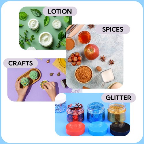 Cosmetic Plastic Jars with Liners and White Lids - 2 oz Small Travel Jars - 24 Pack Clear Plastic Containers for Cream Makeup Lotion - Leak Proof