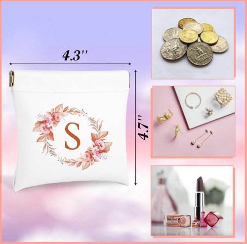 Initial Letter Pocket Cosmetic Bag,Pouches for Purse,Shrapnel Portable Pouch,Purse Makeup Bag for Women Cosmetics Jewelry Charging Cable,Bridesmaid Gifts,Bridal Shower Gift Bags,Birthday Gifts-S