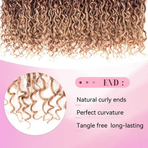 Aipin Goddess Locs Crochet Hair 18 Inch Boho River Locs Hippie Wavy Crochet With Curly Hair In Middle And Ends Braids Hair Extensions (7Packs,18 inch, 3T1B/30/27)