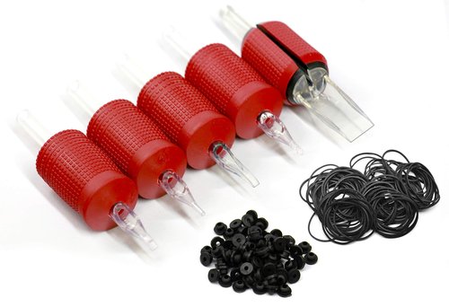 BEZTAT 25mm (1 Inch) Ultra Premium Clear Disposable Tubes w/Red Soft Silicone Grip- 20 Pack Round Tip (7RT)