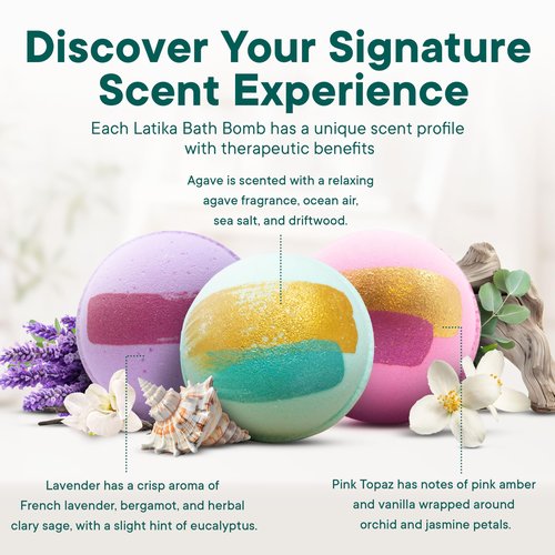 Latika Color Changing Bath Bombs - Pink Topaz, Lavender, and Agave for Ultimate Relaxation and Skin Nourishment