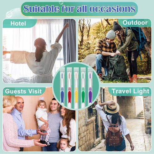Comdian 240 Pcs Toothbrush Bulk Disposable, Travel Toothbrushes Pack, Soft Bristle Individually Wrapped and Good Cleaning for Kids, Adult and The Elderly. Suitable for Hotel, Travel, Home, Donated