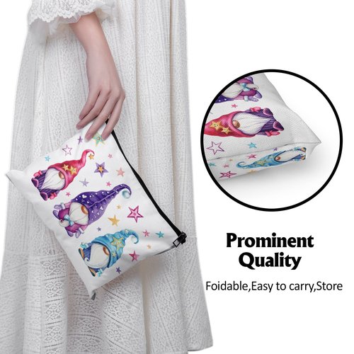 Cafl Magic Gnomes Makeup Bag Stars Cosmetic Bag for Women Large Capacity Make Up Bag Portable Travel Toiletry Pouch Accessories Organizer 10 * 8inch