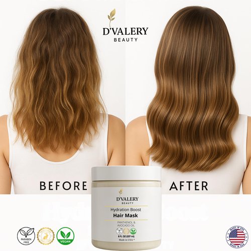 Hydrating Hair Mask with Avocado Oil & Panthenol – Deep Conditioning, Anti-Frizz & Detangling Treatment for Dry, Damaged or Color-Treated Hair – 8 oz