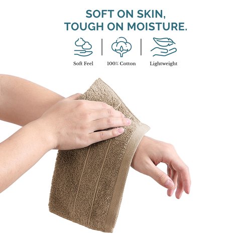 Casa Platino Washcloths 12 Pack - Spa & Salon Quality - 100% Ring Spun Mercerized Cotton Face Towels - Very Soft & Absorbent Wash Cloths for Body, Beauty, Home, Gym - Fingertip Towels - 13"x13", Taupe