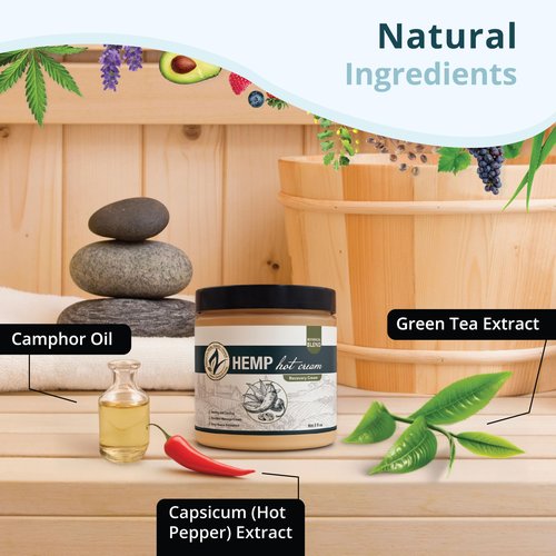 Zatural Hemp Hot Cream with Essential Oil Blend, Aloe, Hemp, and More (8oz 2-Pack)