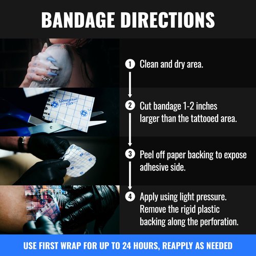 Saniderm Flex Tattoo Aftercare Bandage (New) (Personal Roll, 10.2 in x 2 yd) – Faster Tatoo Healing and Protection – Sterile, Waterproof, Flexible, Latex-Free, Tattoo Aftercare Wrap – Matte Finish