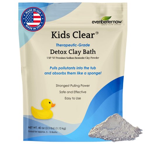 Kids Clear Detox Clay Bath, 100% Pure Sodium Bentonite - Cleansing and Purifying, by -Evenbetternow LLC – 2.5 lb (40 oz) Standard Size