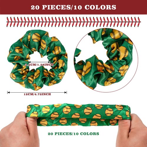 Kolewo4ever 160 Pieces Softball Team Gifts for Girls 20 Pieces Softball Scrunchies Hair Ties,20 Pieces Softball Bracelet,20 pieces Softball Makeup Bag,100 Pieces Softball Stickers