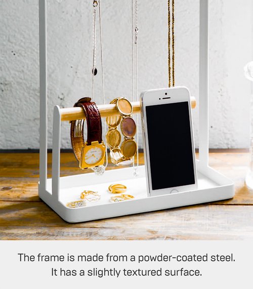 YAMAZAKI Home Tosca Accessory Stand - Jewelry Holder & Organizer Storage - Steel + Wood