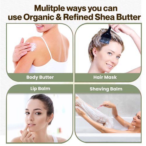 uh*Roh*Muh USDA Certified 16 fl oz Organic Shea Butter from the France | Refined, Nourishing Body Butter for Smooth and Healthy Skin | (Net Wt. 0.45 kg / 1 lb)