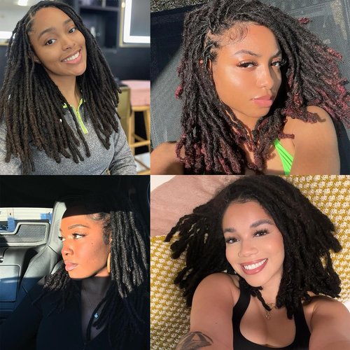 Locs Extension Human Hair 8 Inches 30 Str Dreadlock Extension 100% Full Handmade Human Hair Locs Extension for Woman/Man/Kids 0.6cm Dread Extension Human Hair Can be Curly and Dyed