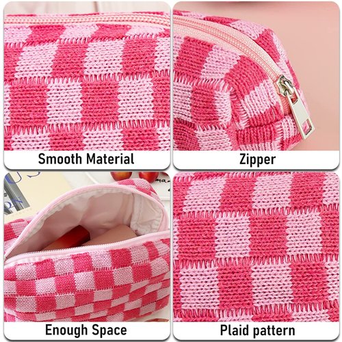 EYNDYN 8pcs Checkered Makeup Bag Cosmetic Bag for Women,4Pcs Large Capacity Y2k Makeup Bags and 4Pcs Pencil Case Makeup Brushes Storage Bag Travel Toiletry Bag Organizer